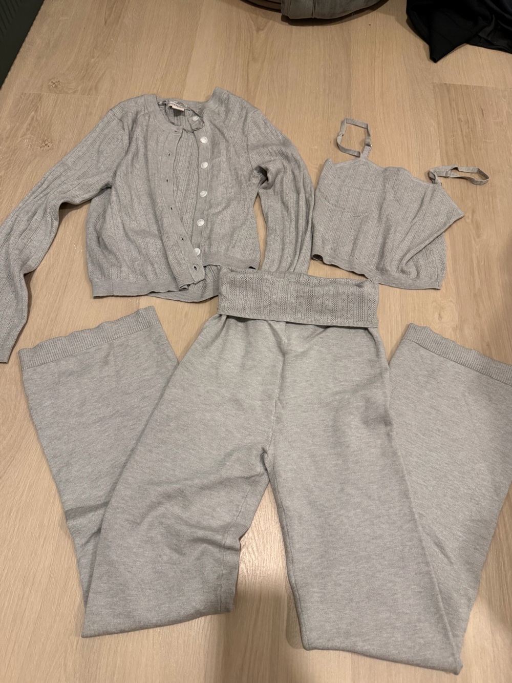 Sincerely Jules Light Gray Open-Knit Sweater